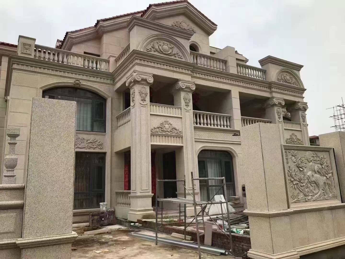 大同黄金麻别墅外墙安装效果