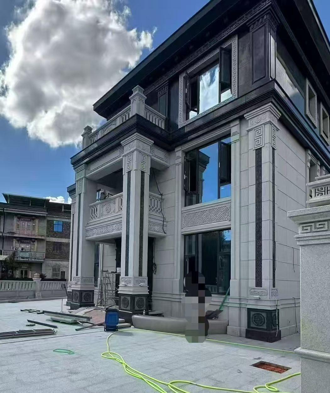 大同 别墅干挂，芝麻白与芝麻黑完美配合