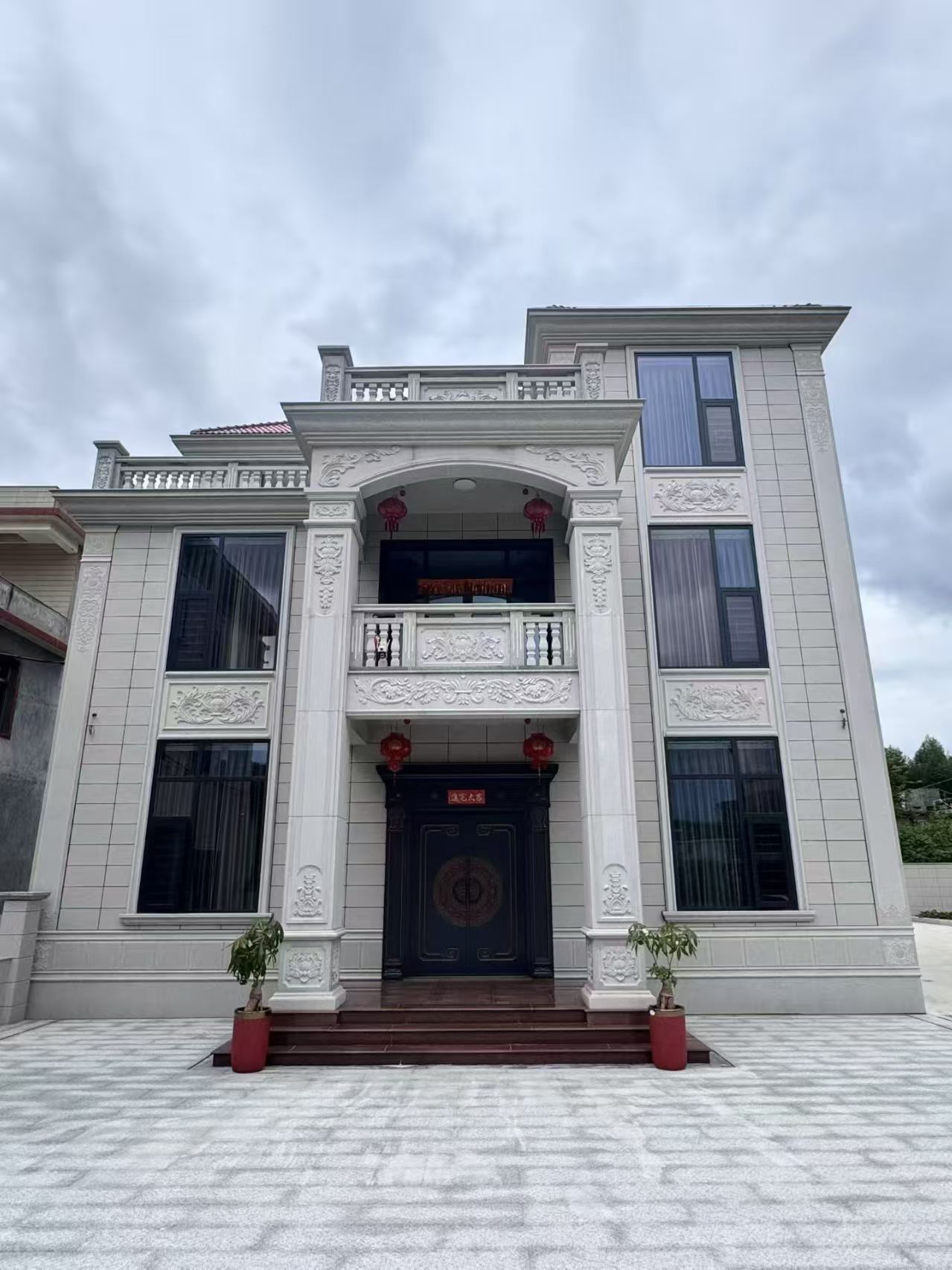 大同 芝麻白石材别墅干挂案例展示